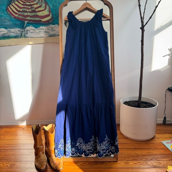 NWT Johnny Was Yoko Eyelet Maxi Dress in Cobalt Blue small - Picture 3 of 7